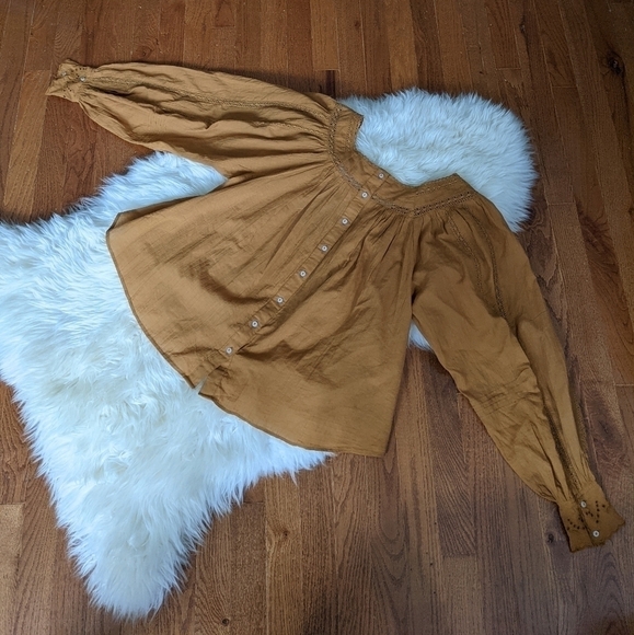 Free PEOPLE faraway fields blouse top embroidered boho xs - Picture 9 of 15